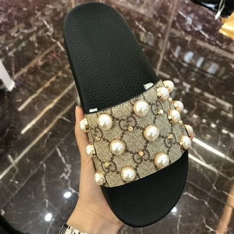 gucci slides with pearl|cheapest Gucci slides.